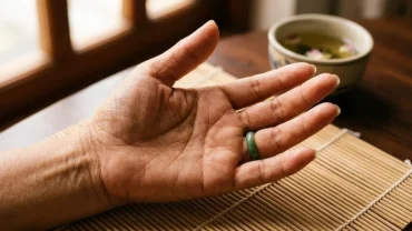 Bàn tay người Việt với đường chỉ tay sự nghiệp rẽ nhánh rõ nét dưới ánh sáng tự nhiên