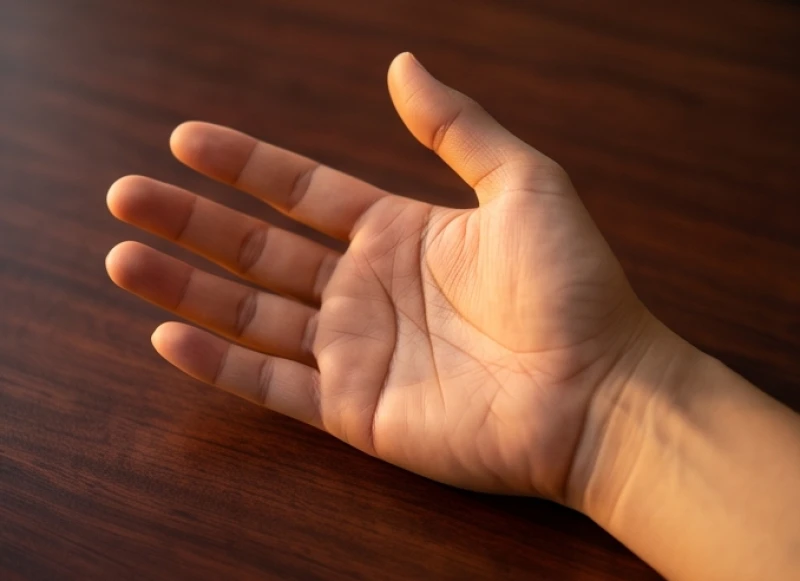 Đường chỉ tay tam xiên mộc với nhánh chính đậm hướng thẳng về phía ngón trỏ