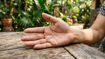 Cận cảnh lòng bàn tay của người Việt với đường chỉ tay trí đạo rõ nét dưới ánh sáng tự nhiên