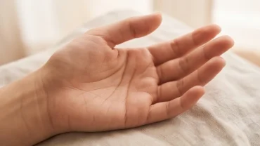 Bàn tay nữ giới hiển thị đường hôn nhân ngắn dưới gốc ngón út vô cùng rõ nét