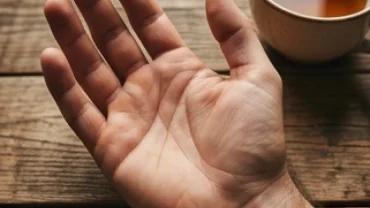 Bàn tay nam giới nổi bật với đường hôn nhân ở nam nằm dưới gốc ngón út
