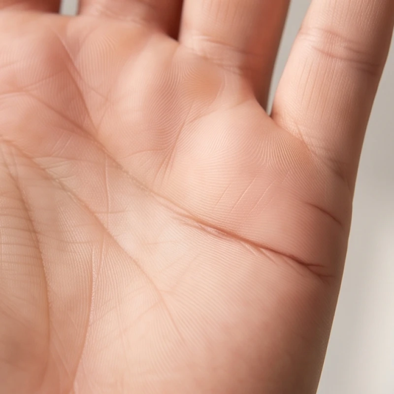 Bàn tay có đường hôn nhân dài, nếp gấp ngang dưới ngón út sâu, liền mạch và hoàn toàn không bị gãy đoạn