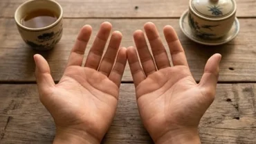Lòng bàn tay mở rộng chiếu sáng rõ để xác định đường sinh mệnh nằm ở đâu quanh gốc ngón cái