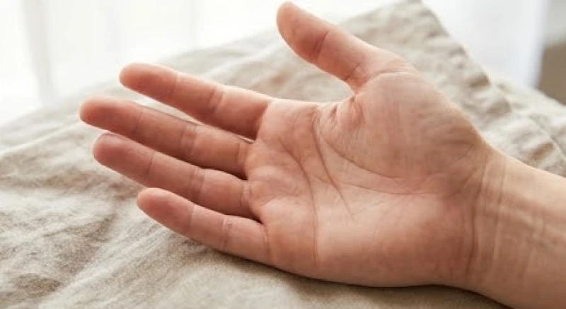 Một lòng bàn tay với đường sinh đạo ngắn và mờ nhạt biểu hiện của thể trạng dễ mệt mỏi
