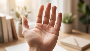 Lòng bàn tay mở rộng hiển thị rõ đường sự nghiệp mờ nhạt dưới ánh sáng tự nhiên