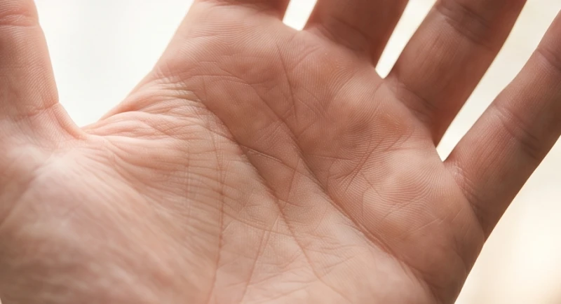 Bàn tay hiển thị rõ nét đường tâm đạo cong hướng lên phía gò ngón trỏ thể hiện tính cách thẳng thắn