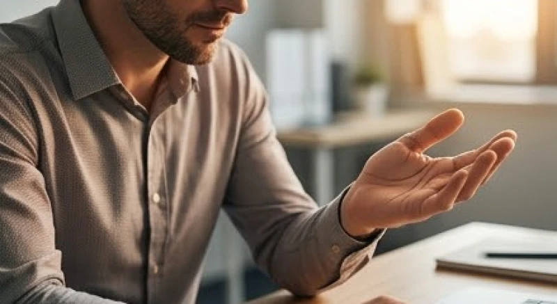 Sự tương phản giữa độ nét của đường tình cảm và đường lý trí trên lòng bàn tay người đàn ông