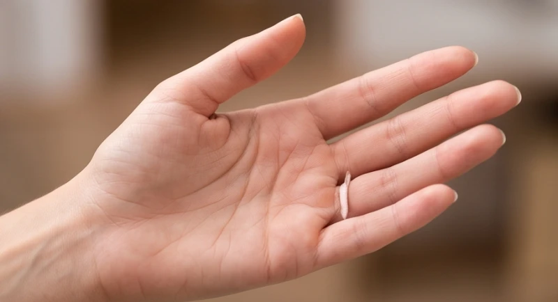 Đường tiền tài bị đứt đoạn: Ý nghĩa nam nữ và cách hóa giải 5 Lòng bàn tay nữ giới hiển thị đường chỉ tay tiền tài chạy xiên bên dưới ngón đeo nhẫn