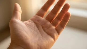Lòng bàn tay nữ giới hiển thị đường tình duyên có hai đường rõ nét dưới ánh sáng ấm áp