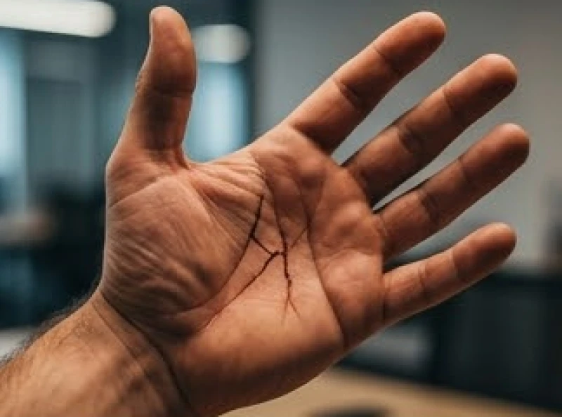Đường Tình Duyên Bị Đứt Đoạn: Ý Nghĩa Chi Tiết & Cách Hóa Giải 7 Bàn tay trái của nam giới với đường tình duyên đứt đoạn rõ nét thể hiện áp lực