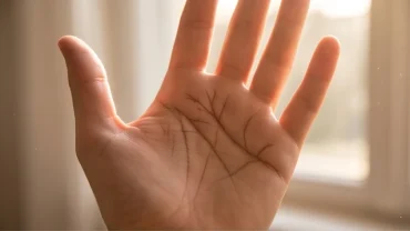 Lòng bàn tay hiển thị rõ ràng đường tình duyên rẽ nhánh, tượng trưng cho những biến động cảm xúc