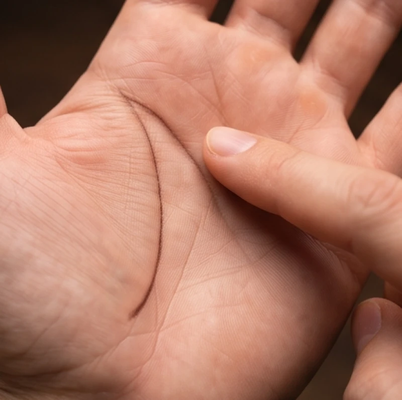 Đường trí đạo cong: Ý nghĩa tính cách, mốc tuổi và cách hóa giải 5 Đường chỉ tay uốn cong rõ rệt dốc hẳn xuống vùng gò Thái Âm ở phần gót cạnh ngoài lòng bàn tay