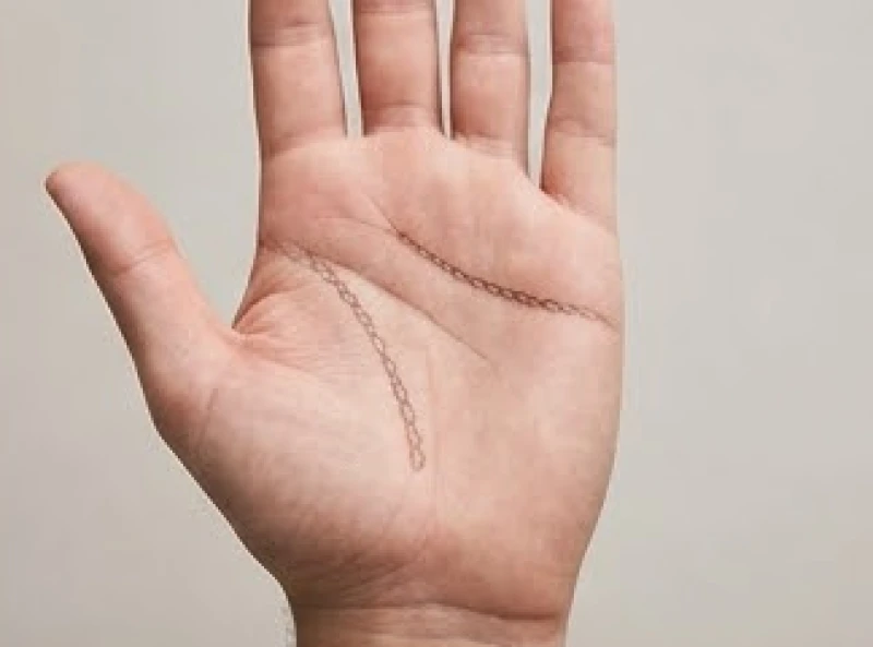 Đường trí đạo hình dây xích: Giải mã ý nghĩa và cách hóa giải 2 Đường chỉ tay hình mắt xích rõ nét ở phần trung tâm lòng bàn tay