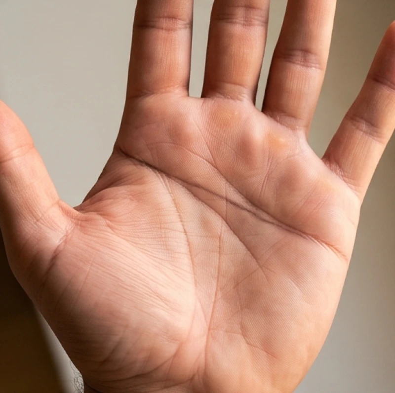Đường trí đạo dài vượt qua ranh giới ngón áp út kéo dài đến gần mép ngoài bàn tay