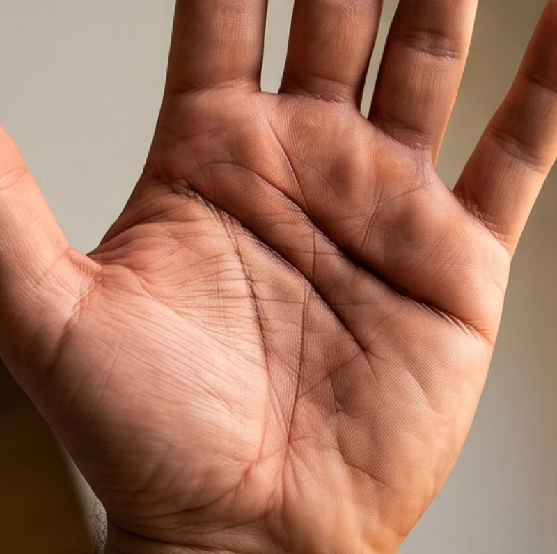 Cận cảnh đường trí đạo cắt sâu và rõ nét trên lòng bàn tay thể hiện sự quyết đoán
