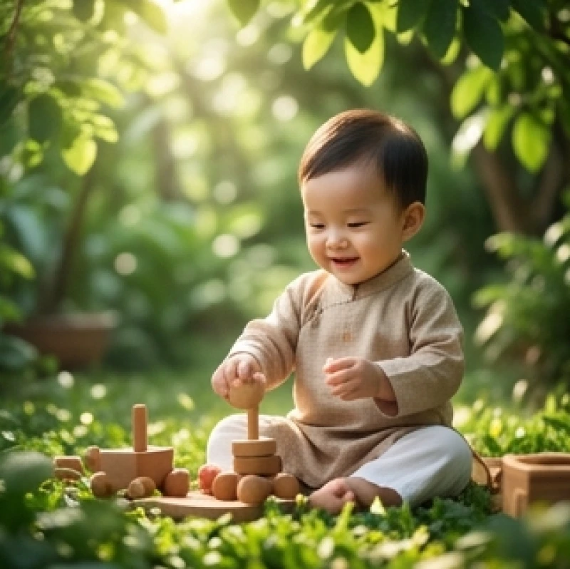 Em bé vui chơi bình yên giữa khu vườn thoáng đãng giải mã điềm báo mơ thấy em bé ỉa