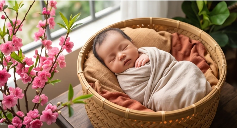 Tuổi mụ là gì: Quy tắc tính chuẩn, năm nhuận và bảng tra cứu 6 Em bé sơ sinh nằm ngủ bình yên bên cạnh cành đào Tết nở rộ, mang ý nghĩa tăng tuổi nhanh chóng do sinh cận năm mới