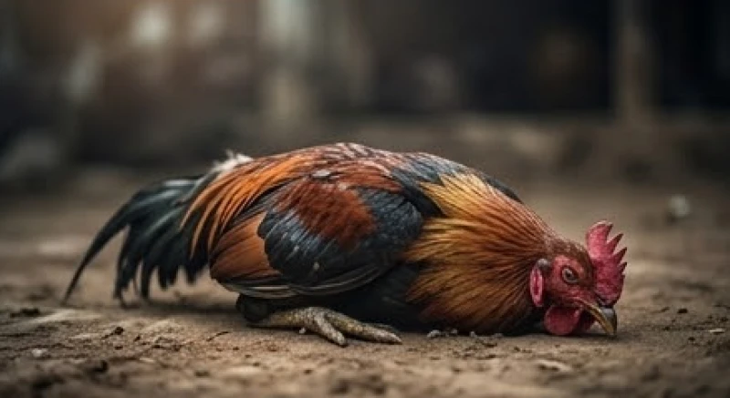 Chiến kê trông vô cùng mệt mỏi ủ rũ với những vết thương chằng chịt sau trận quyết đấu