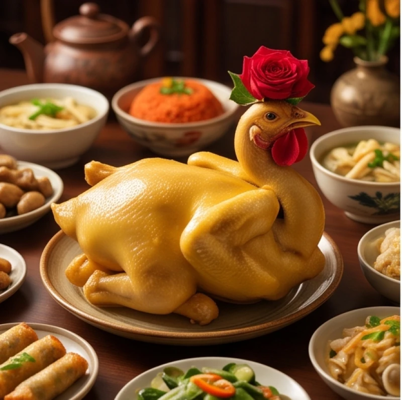 Văn khấn gia tiên ngày giỗ: Bài khấn chuẩn và quy tắc xưng hô 4 Đĩa gà luộc nguyên con màu vàng ươm được bày biện làm trung tâm của mâm cúng giỗ gia tiên