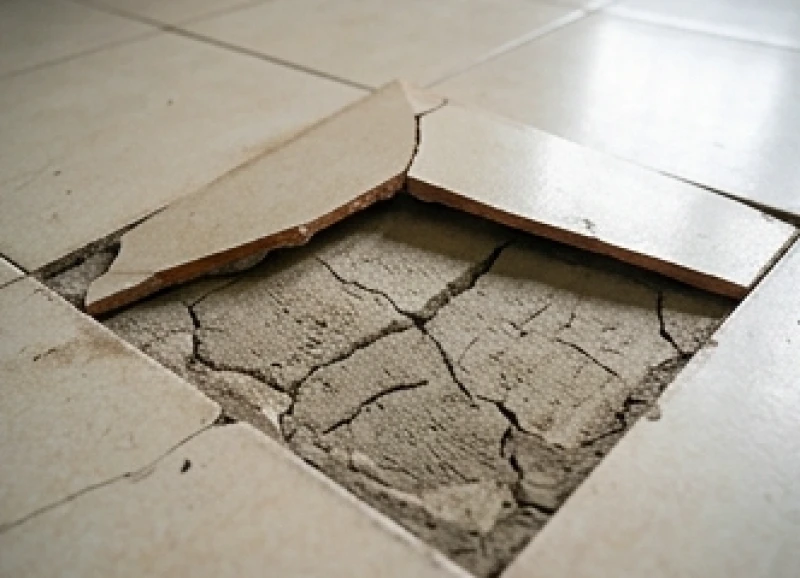 Cấu trúc lớp vữa và gạch lát nền bị đứt gãy do hiện tượng giãn nở nhiệt độ