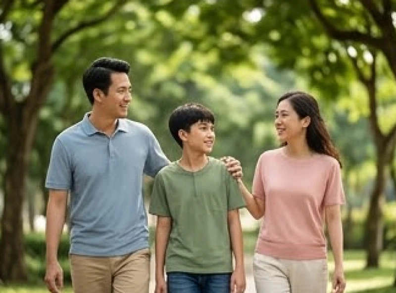 Tình duyên tuổi Mão năm 2027: Luận giải 5 nạp âm và lịch cưới 8 Cha mẹ cùng con cái thong thả dạo bộ và trò chuyện vui vẻ dọc theo con đường rợp bóng cây xanh