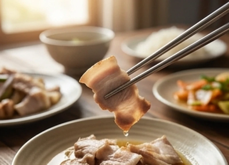 Rơi đũa là điềm gì: Lý giải thực tế và cách hóa giải tức thì 3 Sử dụng đũa inox nhẵn bóng gắp miếng thịt luộc dễ gây ra tình trạng trơn trượt và tuột tay rơi đũa