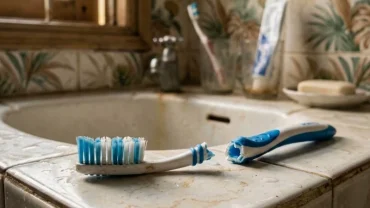 Chiếc bàn chải nhựa bị gãy ngang trong phòng tắm giúp giải mã gãy bàn chải đánh răng là điềm gì
