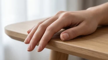 Bàn tay phụ nữ được chăm sóc cẩn thận nhưng có một chiếc móng bị gãy ở rìa, thể hiện thắc mắc gãy móng tay là điềm gì