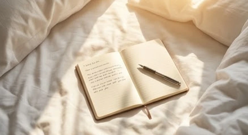 Mơ thấy bạn cũ: Giải mã tâm lý, điềm báo và hướng xử lý 2 Cuốn sổ tay nhỏ mở ra trên giường ngủ ngập nắng với vài dòng chữ ghi lại những chi tiết rõ nét của giấc mơ đêm qua