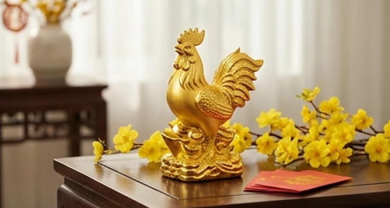 Gia chủ tuổi Dậu chọn người xông đất năm 2027: Phân tách nạp âm 4 Bức tượng gà trống phong thủy đặt trang trọng trên bàn trà ngập tràn không khí ngày Tết
