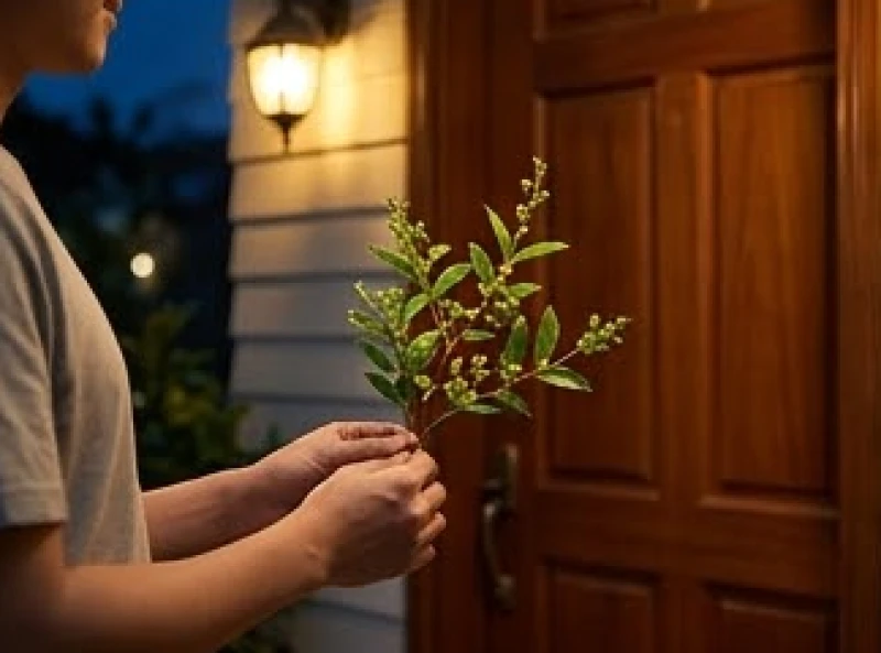 Gia chủ tuổi Thân tự mang cành lộc xuân về nhà sau thời khắc giao thừa để tự xông đất