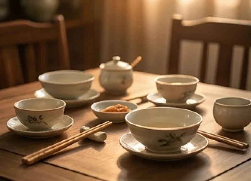 Mâm cơm gia đình ấm cúng với các món ăn truyền thống, thể hiện sự viên mãn của tuổi già