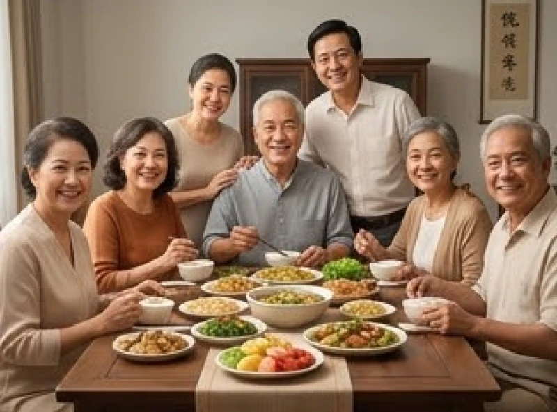 Tử vi tuổi Canh Dần 1950 năm 2026: Cát hung 12 tháng và cúng sao 2 Gia đình nhiều thế hệ quây quần vui vẻ bên mâm cơm ấm cúng thể hiện gia đạo êm ấm của tuổi Canh Dần