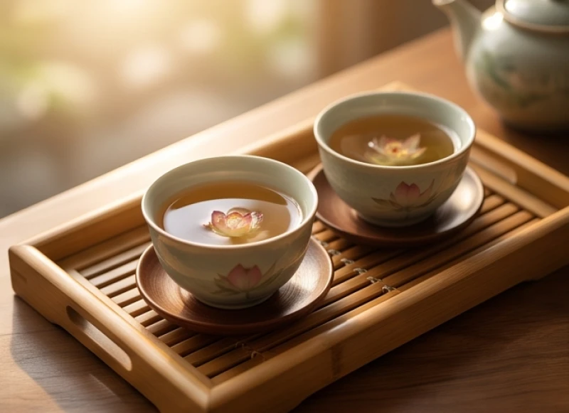 Tử vi trọn đời tuổi Nhâm Tý 1972 nữ mạng: Vận hạn và cách hóa giải 2 Cốc trà sen ấm áp trên bàn gỗ mang đến cảm giác viên mãn và bình yên trong gia đạo của nữ mạng