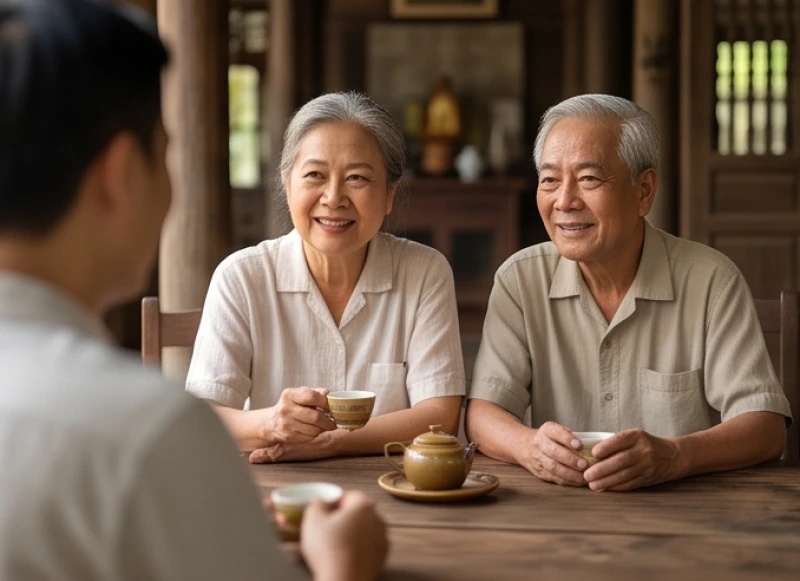 Khung cảnh gia đình sum vầy đầm ấm của người tuổi Dậu 70 tuổi trong năm Bính Ngọ