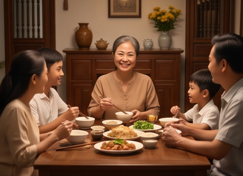 Bữa cơm gia đình ấm cúng đong đầy niềm vui của nữ mạng Quý Mão bước vào tuổi xế chiều