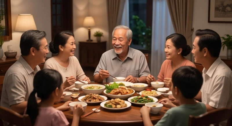 Tử vi trọn đời tuổi Tân Tỵ 1941 nam mạng: Xế chiều & Hạn 2026 2 Gia đình sum vầy bên người ông tuổi Tân Tỵ 1941 trong một bữa cơm đầm ấm và hạnh phúc