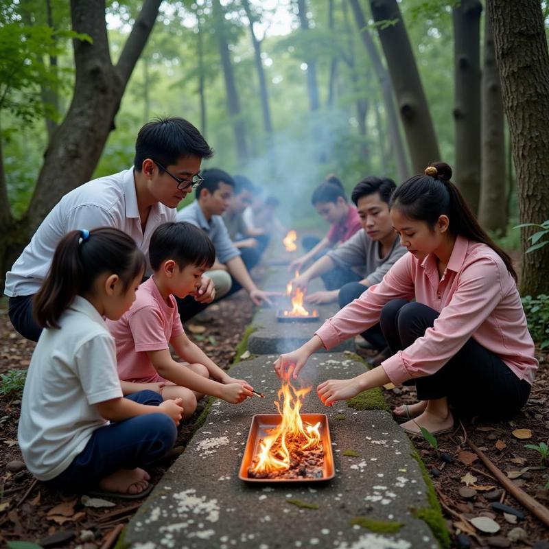 Gia đình cúng bái Thanh minh