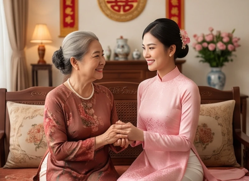 Khoảnh khắc mẹ chồng ân cần đón nàng dâu mới bước vào ngưỡng cửa gia đình