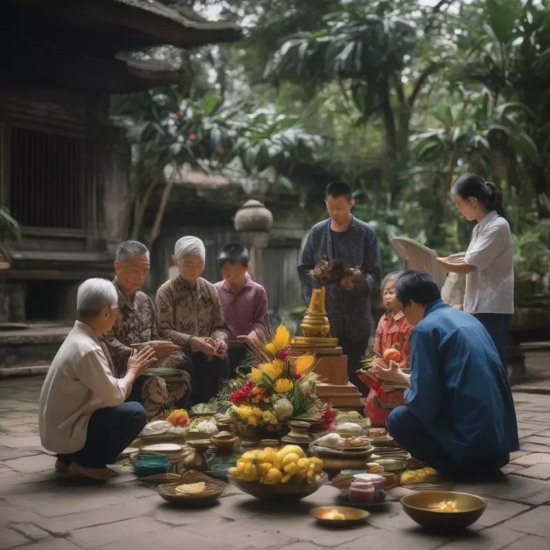 Gia đình thắp hương cúng tổ tiên