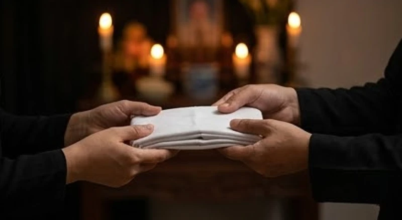 Văn khấn phát tang: Bài cúng Lễ Thành Phục & trình tự hành lễ 6 Đại gia đình tề tựu trang nghiêm trước bàn thờ vong để nhận khăn tang từ người chủ trì sau khi đọc văn khấn