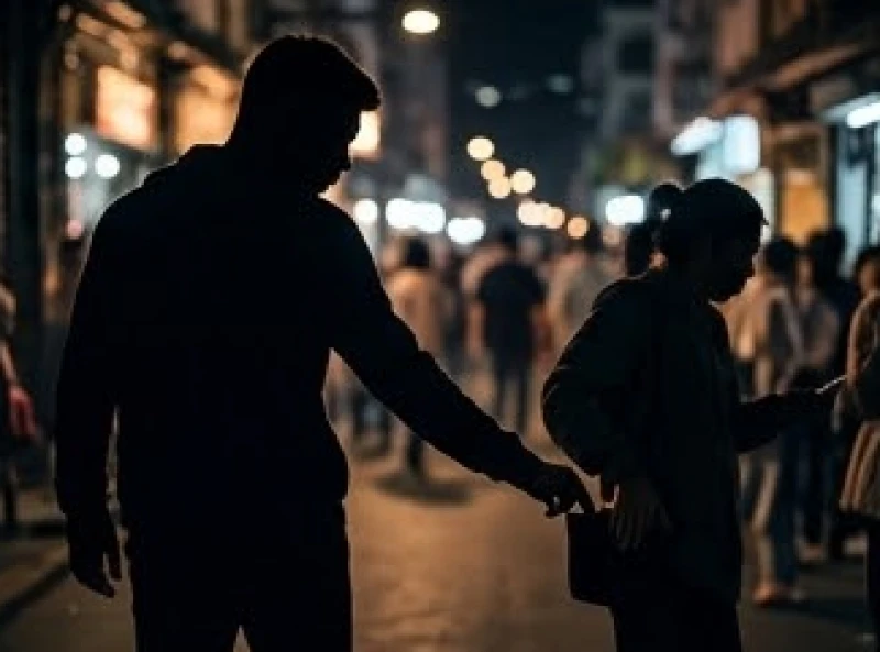 Bóng người lén lút móc túi giữa đám đông đại diện cho giấc mơ bị trộm cướp tài sản