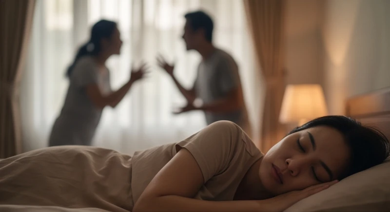 Tâm trạng mệt mỏi và bức bối của một người khi giật mình tỉnh giấc vì mơ thấy cãi nhau với người quen
