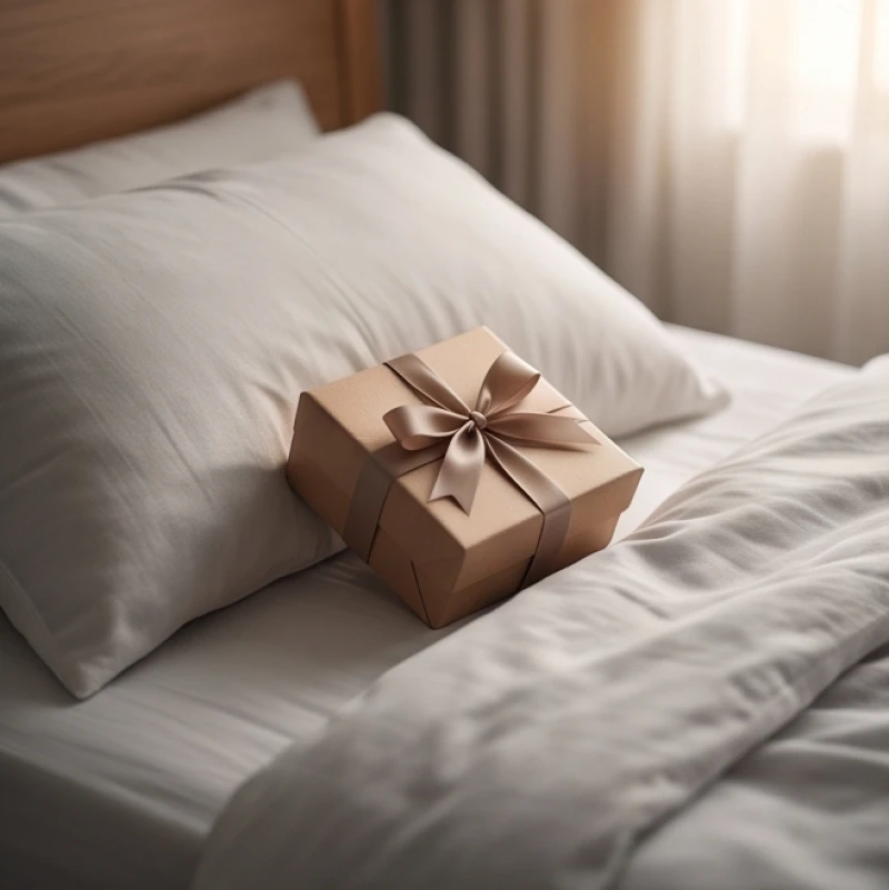 Một hộp quà nhỏ trên chiếc gối ngủ tượng trưng cho giấc mộng người cũ quay lại ngỏ lời xin lỗi và đền bù tổn thương
