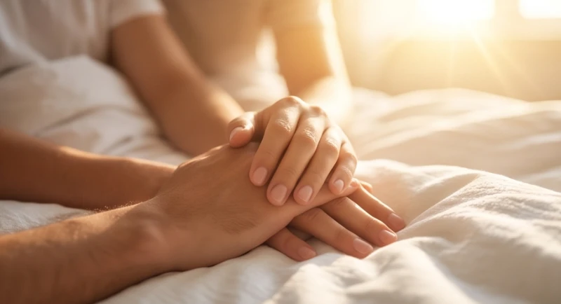 Mơ thấy vợ chồng: Điềm báo tâm linh, tâm lý và con số may mắn 7 Bàn tay của hai người đan chặt vào nhau dưới ánh nắng ấm áp biểu tượng cho sự gắn kết và thịnh vượng