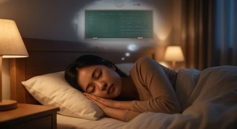 Người phụ nữ trưởng thành nằm ngủ thanh thản và mơ thấy cô giáo cũ thời học sinh