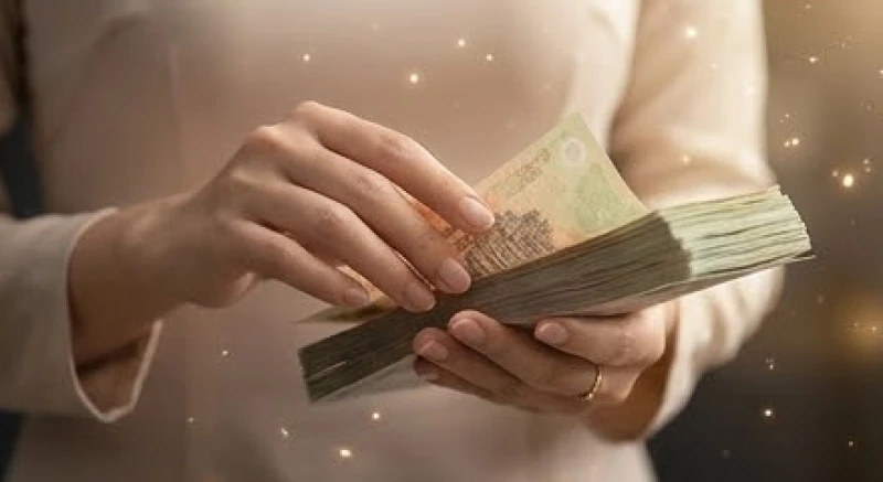 Hình ảnh hai bàn tay đang tỉ mỉ đếm từng tờ tiền lấp lánh phản ánh sự kiểm soát tốt