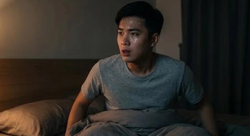 Chàng trai giật mình thức giấc giữa đêm trong trạng thái hoang mang và toát mồ hôi lạnh