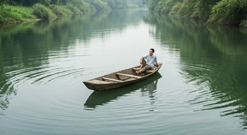 Mơ thấy đi thuyền điềm gì: Giải mã tâm lý & con số may mắn 1 Người phụ nữ ngồi thư thái trên chiếc thuyền nhỏ giữa dòng sông yên ả, tận hưởng cảm giác bình yên