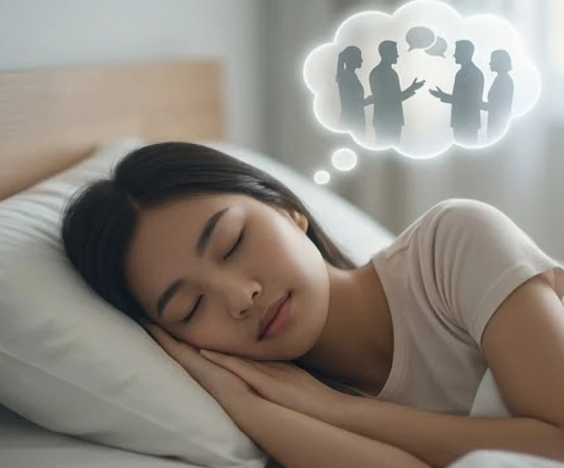Mơ thấy nói chuyện với người nước ngoài: Giải mã theo bối cảnh 1 Người phụ nữ chìm trong giấc ngủ sâu và đang trải nghiệm những hình ảnh giao tiếp mới mẻ trong tiềm thức